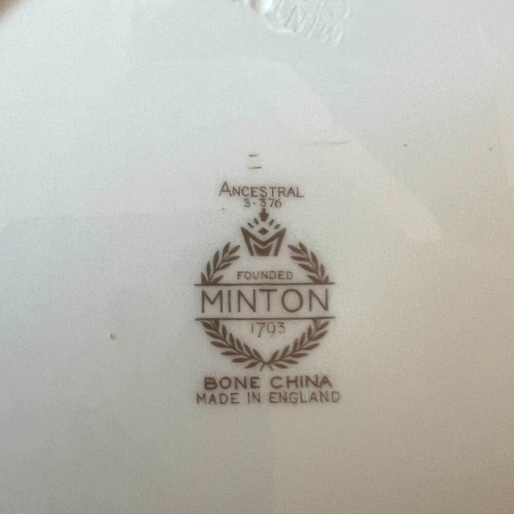 Set of 4 - Vintage Minton England "Ancestral" Bone China 8" Side Plates - 1950s - Picture 4 of 4